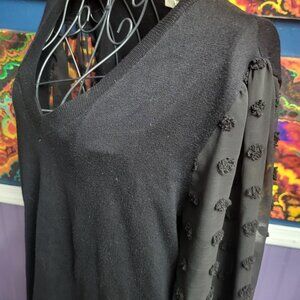 Les Sereines~ Sz 1X ~ Black Sweater w/ See Through Sleeves ~ Very Good Condition